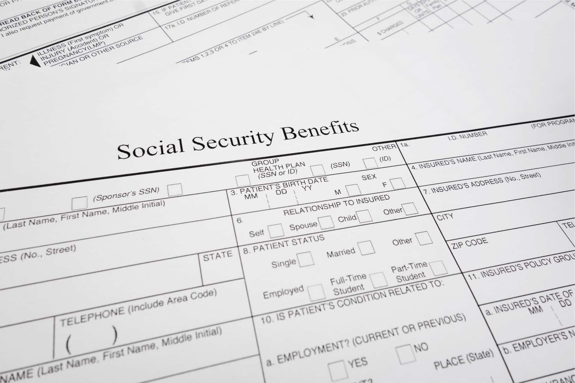 Close-up of a Social Security Benefits form | Social Security Attorney Oregon | Drew L Johnson, P.C.